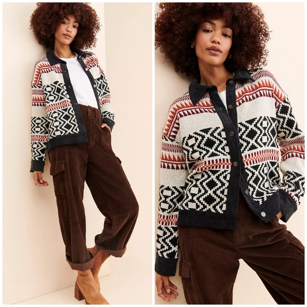 FATE Anthropologie Geometric Knit Jacket - Picture 8 of 9